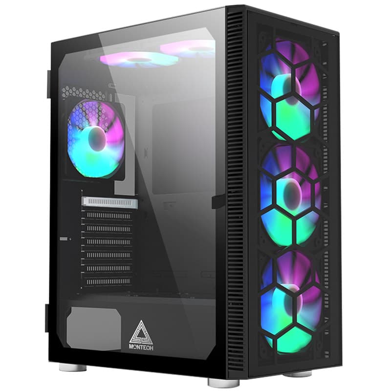 Case Montech X3 Glass Midi-Tower, RGB, Tempered Glass - schwarz