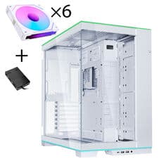 Lian Li O11 Dynamic EVO RGB PC-Gehäuse Bundle, Midi-Tower, ARGB, Tempered Glass + 6x UNI FAN SL-INF Reverse Blade Lüfter - weiß