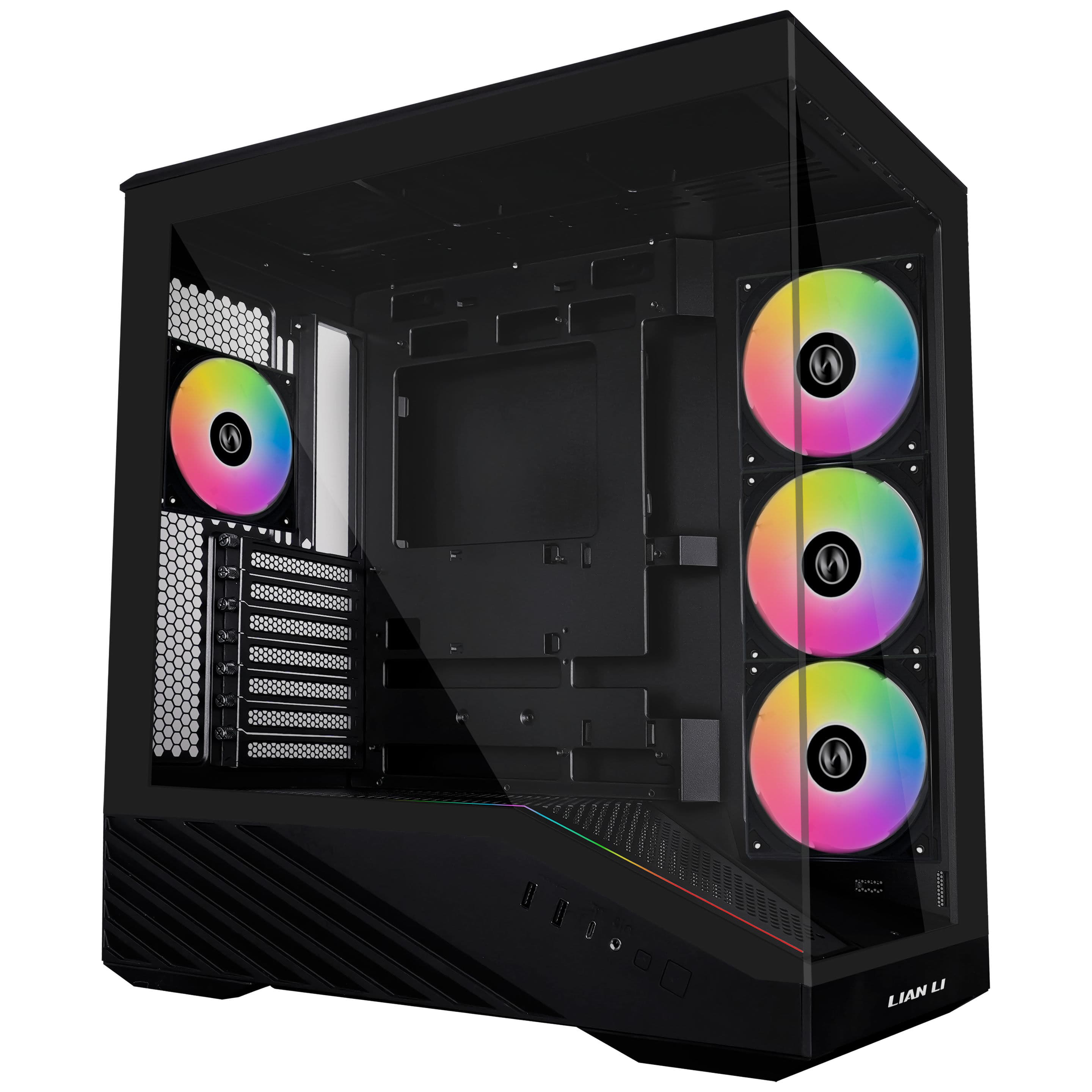 Case Lian Li Vector V100 PC Case, Midi Tower, ATX, RGB, Tempered Glass - Black